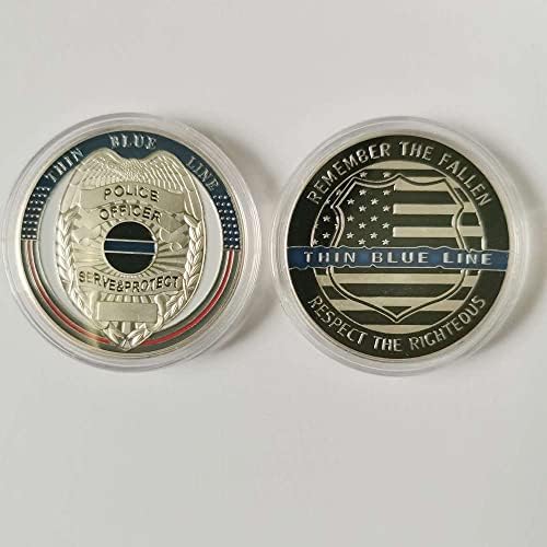 Тънка Синя Линия На Живота Имат Значение Американската Възпоменателна Монета Повикване На Полицията