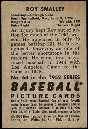 1952 Bowman Baseball 64 Рой Смолли Отличен (5 от 10) за версия Mickeys Cards
