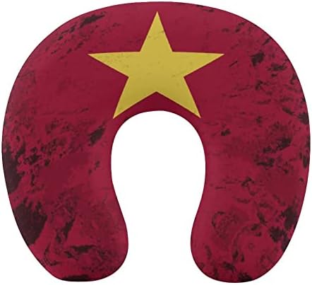 Ретро Виетнамски Флаг Пътна Възглавница За Врата С Ефект на Паметта на облегалката за глава за Полет, Поддръжка на Сън, за Главата, за Самолета, Колата, Офиса, у Дома