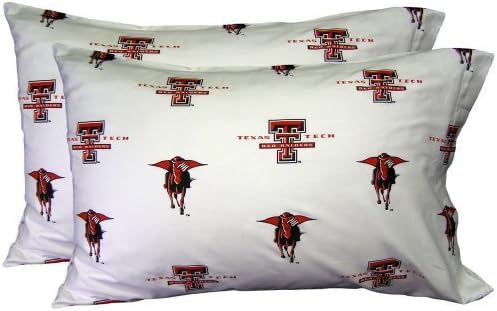 Комплект спално бельо Everything Comfy Texas Tech Red Raiders Twin от 3 теми, Фон с Бял цвят, 1 апартамент Чаршаф,