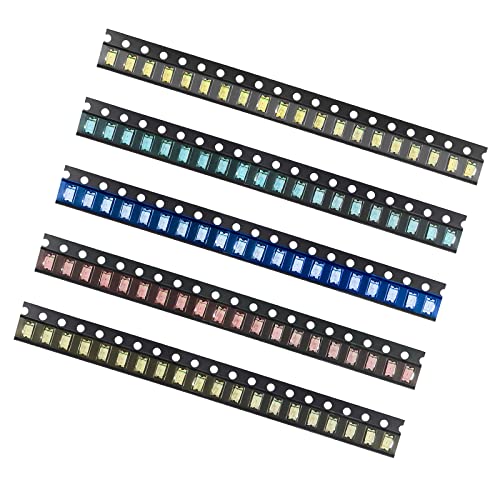 Alinan 1206 SMD Led Диодни лампи Асорти Комплект (5 Цвята, по 20 броя във всяка, общо 100 бр.) Мини-чип 3,2