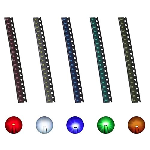 Alinan 0805 SMD Led Диодни лампи Асорти Комплект (5 Цвята, по 20 бр. от всеки, общо 100 бр.) Мини-чип 2,0 мм