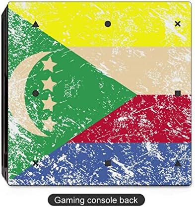 Сладък стикер с флага на Коморските острови в ретро стил, защитно фолио за кожата, тънък калъф за конзола PS-4 Slim/PS-4 Pro и контролер 2