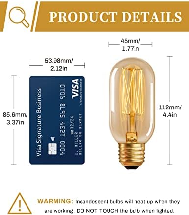 Лампата на Едисон [4 опаковки], Крушки DORESshop мощност 60 W, Лампи с нажежаема Жичка, T45, 110-130 Волта,