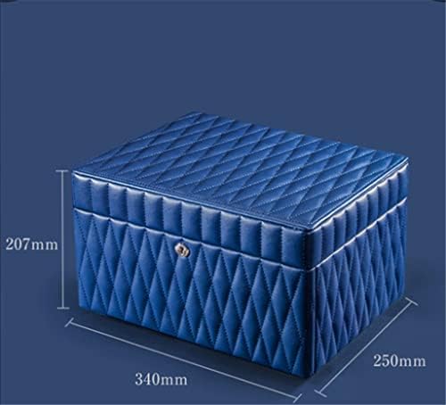JYDQM Кожена Ковчег за бижута, Органайзер, Калъф, Кутия за съхранение на бижута, Голям Капацитет, Идеи за подаръци (Цвят: синьо размер: 34X25X20,7 см)