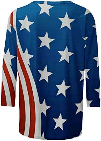 Дамски Блузи с Флага на сащ, на 4 юли, Без Ръкави/Тениска с принтом Тай-боя с Къс ръкав, Ежедневни Патриотични