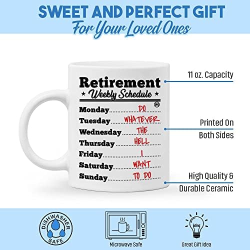 Кафеена чаша със Забавна Графика на седмица за пенсиониране Wassmin | Подаръци за пенсиониране за мъже, жени,