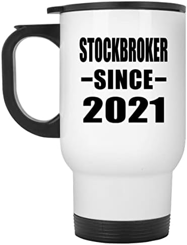 Designsify Stockbroker С 2021 г., Бяла Пътна 14 унция Чаша От Неръждаема Стомана, Изолиран Чаша, Подаръци за Рожден Ден, Годишнина, Коледа, Деня на Бащи и Майки