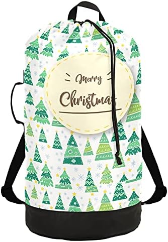 Чанта за дрехи с Коледни коледни елхи, Тежка Раница за пране на дрехи с плечевыми ремъци и дръжки, Пътна чанта