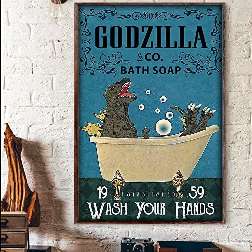 SaNavie Godzilla Co Сапун за баня, Измийте Ръката на Плакат за Домашно Кафе Декор на Стените Домашен Бар Мъжки Пещера Закусвалня Гараж Декор метална лидице знак 6x8 Инча