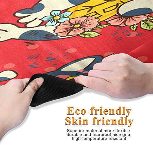 Нескользящий килимче за йога Qilmy Happy Japanese Котка, екологично Чисти материали за гореща йога, без мирис,