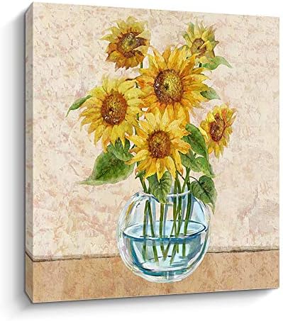 Принт на Платно Pigort Sunflower Wall Art, Жълт Декор на Аксесоари за Баня и Кухня, В опаковка 12 X 12 См