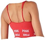 Victoria ' s Secret Pink Активен Безшевни Сутиен С Кръгло деколте Цвят Червен-Голям Размер на Новия