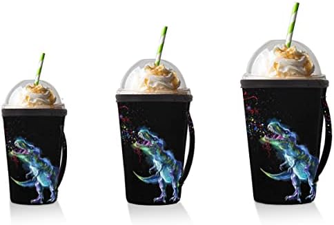 Светлинен Динозавър с Преливащи се цветове Вечерни Многократна употреба Чаши за Кафе С Лед Ръкав с Дръжка от
