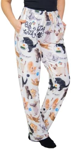 Пижамные панталони BRIEF ЛУДОСТ Kitty Cat Lounge - Копринено меки, дишащи, Еластични, с джобове и колан на експозиции