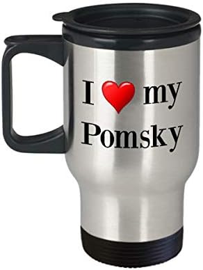 Pomsky Travel Mug - Термоизолированная Кафеена Чаша От Неръждаема Стомана За любителите на Кучета от Порода
