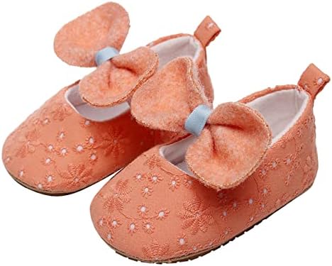 Тънки обувки за малки момичета С цветна бродерия и лък, Обувки за първите разходки, Сандали за малки момичета, Обувки Принцеса (Бял, 12 месеца)