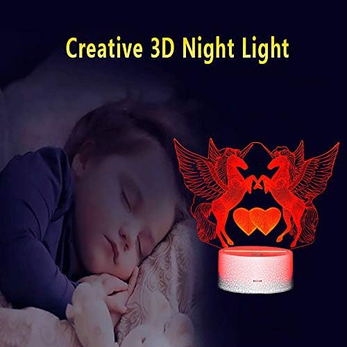 YILIUBA Еднорог 3D лека нощ за Деца Настолна Лампа Начало Декор 7 Цвята Промяна USB Хранене Сензорен Бутон Led