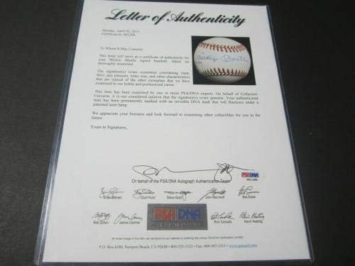 Мики Мэнтл Ню Йорк Янкис подписа Пълно писмо OAL Baseball PSA DNA - Бейзболни топки с Автографи