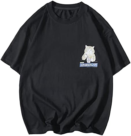 Vamtac Мъжки Тениски с Изображение на Котка Оверсайз, Риза в стил Харадзюку, Ежедневни Летни Блузи, Градинска