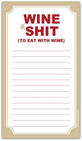 Магнитен бележник за списъка за пазаруване - на Вино и глупости - Забавен списък за пазаруване, 7 x 4,25 инча,