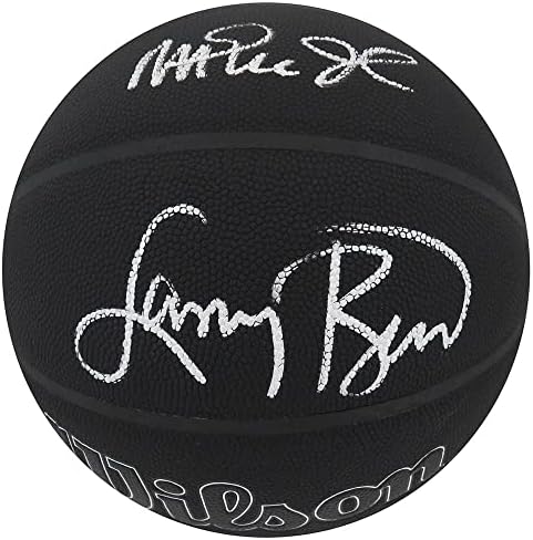 Лари Бърд и Меджик Джонсън Подписа Логото на Wilson I / O Black на 75-годишнината на Баскетбола НБА Баскетболни