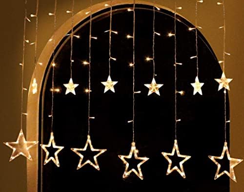 12-те звезди 138LED алуминиева Дограма, Пердета Струнни Светлини Приказни Светлини 8 Режими на Мигане за Украса на Дистанционното Управление за Коледните Домашен Праз?