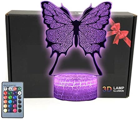 Пеперуда, 3D Иллюзионный Лампа, Интериор за Спални, лека нощ с Поздравителна пощенска картичка, 16 Цвята, Интелигентни