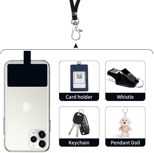 Каишка за мобилен телефон DOTTI VEN Hands-Free: телескопичен каишка с подвижна подложка и шейным колан за защита от загуба и универсална съвместимост (черен)