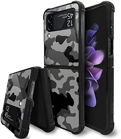 DAIZAG е Съвместим с калъф за Samsung Galaxy Z Flip 3 5G, Сив камуфляжный дизайн, който предпазва от надраскване,