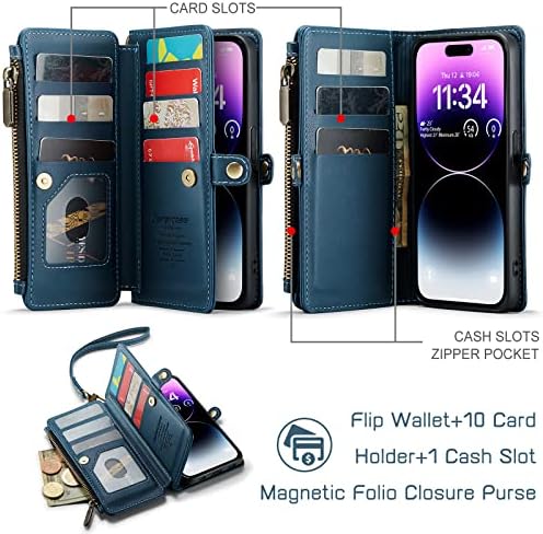 Defencase Калъф за телефон iPhone 14 Pro Max, RFID-Блокери Чанта-портфейл за iPhone 14 Pro Max за Жени и Мъже