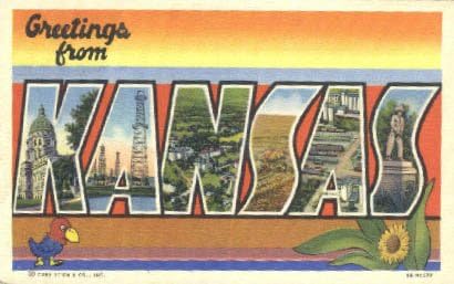 Здравейте от Канзас, пощенска Картичка